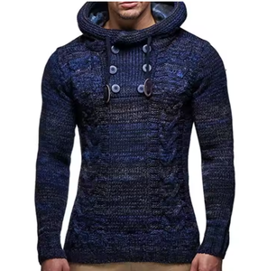 Suéter de Punto con Capucha y Solapa para Hombre, Estampado Animal, Combinación de Colores, Fibra de Bambú, Manga Larga, Logotipo Frontal, Otoño Invierno - Product Image 5