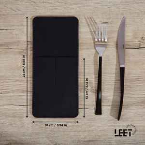 Cubiertos de lujo de cuero genuino ecológicos hechos a mano para restaurante, organizador de mesa de comedor, bolsa de almacenamiento de cubiertos Vintage - Product Image 3