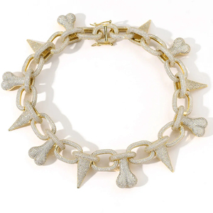 สร้อยคอฮิปฮอปชุบทอง 14K ประดับเพชรโมอิสซาไนต์ สไตล์แร็ปเปอร์แก๊งสเตอร์ ขายดี - Product Image 1