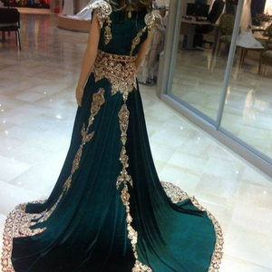 Caftán de noche con vestido de rastreo para mujer, cuentas de cristal elegantes, trabajo de piedra de cristal para fiesta/boda @ 2022 - Product Image 1