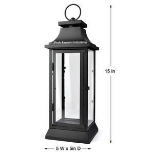 Black Coated Metal and Glass Candle Lantern for <b>Home</b> and <b>Garden</b> Christmas Decorative Floor and Hanging Lanterns - Product Image 6