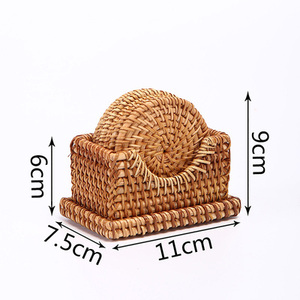 Vietnamese Hot Sale Round Handmade Rattan coaster Pad Bowl <b>Mat</b> Teapot Pad Tea Holder Tea Set Spare Parts - Product Image 1