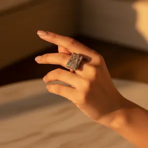 Women's Trendy 925 <b>Silver</b> Gemstone <b>Ring</b> Classic/Religious <b>Statement</b> Jewelry Gold Plating Geometric Number Shape Inlaid Brass - Product Image 3