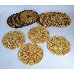 Rattan Knotted Wicker <b>Coasters</b> Cup Mat Handcrafted <b>Woven</b> Handmade Bamboo <b>Coasters</b> for Rattan Wicker <b>Coasters</b> for Living Room - Product Image 3