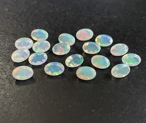 Natural Ethiopian Opal Oval Cut 3x5mm Faceted - Superb Multifire Quality Opal Oval Faceted Cut - Product Image 1