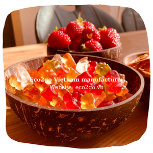 Bol vietnamien en coque de noix de coco, naturelle et durable avec Logo Laser à gravure gratuite fabriqué par ec2go pour une utilisation saine - Product Image 3