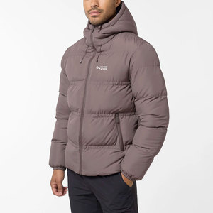 Custom Embroidered Men's Winter <b>Waterproof</b> Hooded Puffer <b>Jackets</b> with Stand Collar Front Logo - Product Image 1