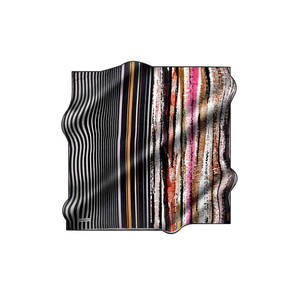 Black Cotton Square Scarf with Geometric Pattern - Product Image 1