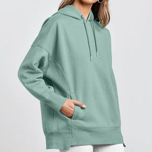 Nouvelle Arrivée Pull à Capuche Décontracté en Coton Tricoté 100% pour Femme Automne/Hiver, Tendance, Manches Longues, Coupe Oversize, Imprimé Uni avec Logo Avant - Product Image 5
