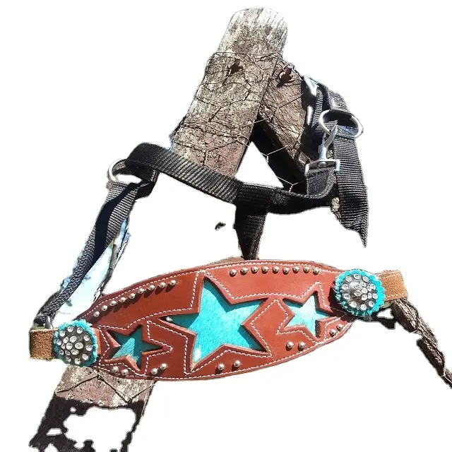 New Fancy Bling Bronc Halter Chất Lượng Cao DD Da Đầu Cổ Áo Ngựa Halter Với Fancy Da Thiết Kế