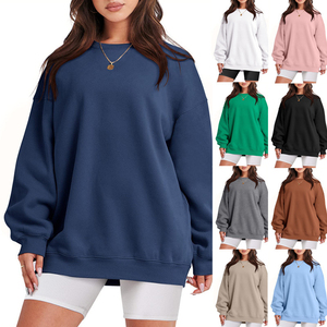 Custom Design Winter Casual Women's 100% Polyester Fleece Sweatshirt Solid Color Oversized Crop Top Quick Dry Breathable Custom - Product Image 3