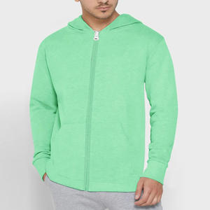 Sudaderas con capucha en blanco de Color sólido de alta calidad para hombre, mezcla de poliéster/algodón, forro polar transpirable con cremallera completa, sudaderas con capucha de invierno - Product Image 1