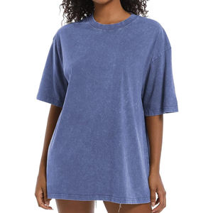 Nouveau T-shirt ample pour femme en coton 100% avec patchs, style streetwear vintage délavé à l'acide, idéal pour l'été – Service OEM personnalisé en gros - Product Image 2