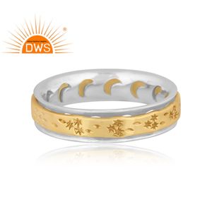 Latest Handmade Design Sterling <b>Silver</b> Brass Set <b>Spinner</b> Band <b>Ring</b> <b>Silver</b> Jewelry Manufacturer - Product Image 2