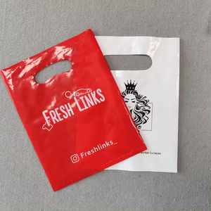 Vente en gros de vêtements de boutique, sacs en plastique avec logo personnalisé, imprimé, poignée découpée, nom de marque - Product Image 4