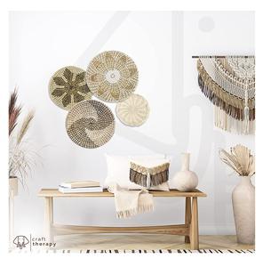 Guirlandes de jasmin blanc moderne Art mural en jute Patio extérieur Diwali toile de fond de fête de mariage indien Mandup décoration de scène de luxe - Product Image 1