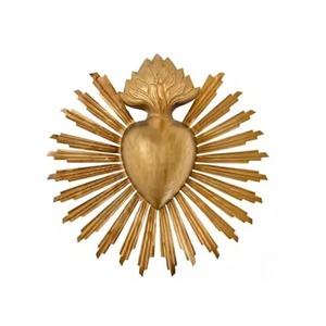 Cœur Sacré en Métal Doré Suspendu Milagros Cœur Sacré pour Décoration Murale d'Église - Product Image 5
