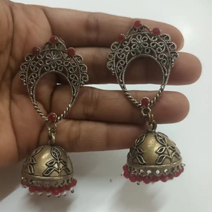 Conjunto nupcial indio de aspecto antiguo Pendientes de latón de moda para la cena de boda Ocasiones festivas para mujeres - Product Image 1