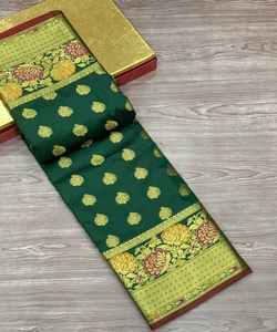 Saree en tissu avec dentelle et reflets en coton pour femme - Product Image 6