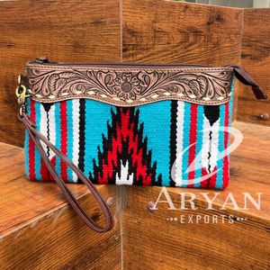 กระเป๋าสตางค์หนังแท้สุดหรูอเนกประสงค์สำหรับผู้หญิง, กระเป๋าหนังแท้สีเทอร์ควอยส์ - Product Image 1