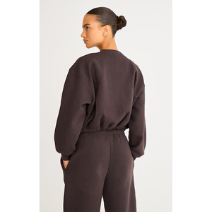 Ladies Urban Fit Recortada Mezcla de algodón suave Elegante Sudadera diaria Fabricante Suministro Privado Zip Up Sudadera Pedidos al por mayor - Product Image 4