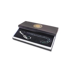 Taglio rosario ambra fuoco verde-nero a benzina con nappe metalliche resistenti alla nanna - Product Image 1