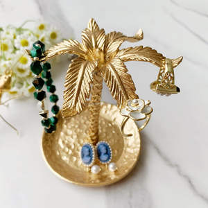 Plat à bibelots en aluminium, cocotier, or, métal, art déco pour commode Noël, fête des mères, anniversaire, mariage, etc. - Product Image 2