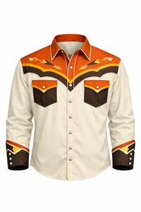 Camisa Vaquera Occidental Unisex Rodeo con Botones, Estilo Vintage, Corte Ajustado, Ribete en Contraste, Personalizada OEM, Manga Larga, Bordada - Product Image 1