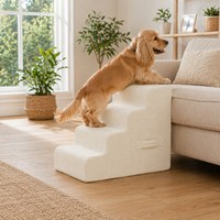 Escaliers pour animaux de compagnie personnalisés à 4 marches, en éponge haute élasticité, antidérapants, pour lits et canapés hauts, vente en gros