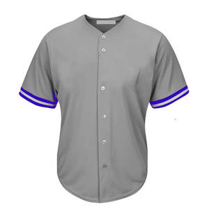 Men's Plus Size V-<b>Neck</b> Baseball Jersey Sportswear Full Button T-Shirts Breathable Sublimation Printed Blank Baseball Jersey - Product Image 1