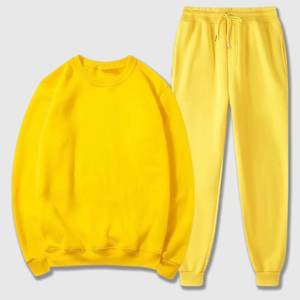 Ensemble de survêtement à capuche décontracté de couleur unie pour hommes-Sweat-shirt à manches longues et pantalon à cordon pour les tenues d'automne et d'hiver - Product Image 1