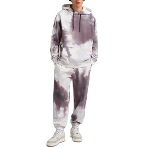 Tie Dye Streetwear Conjunto de dos piezas Sudadera con capucha Pantalón de chándal Dos Tie Dye Chándal de peso pesado para hombres Pantalones de chándal y conjunto de Sudadera con capucha - Product Image 1
