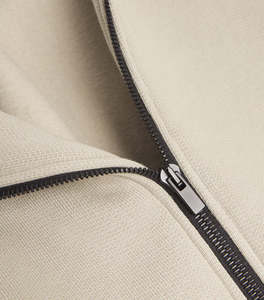 Sudaderas con capucha Unisex Media cremallera Sudadera con capucha de gran tamaño Minimalista Jersey de cuello alto Sudadera con diseño de hombro caído y dobladillo acanalado suave - Product Image 4