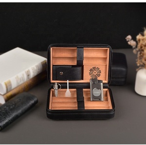 Accesorios de lujo personalizados para fumar, de madera, cuero Pu, accesorios para cigarros personalizados, humidificadores, estuche de cuero de viaje para cigarros - Product Image 2