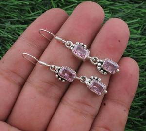 ต่างหูสไตล์โบฮีเมียนชุบเงินสเตอร์ลิง925แข็งอัญมณีอเมทิสต์พลอยธรรมชาติแบบมีฝาเป็นของครบรอบ - Product Image 3