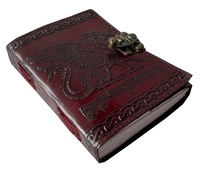 Journal en cuir gaufré Dragon, couverture rigide, livre cadeau, couleur rouge, journal de gratitude fait main, couverture rigide en cuir marron
