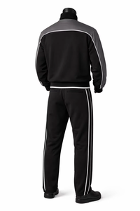 Conjunto Deportivo Unisex con Capucha, Cierre Completo con Cremallera, Estilo Casual para Correr, Color Negro y Verde Oliva, Poliéster y Algodón, Ropa de Invierno de Secado Rápido - Product Image 2