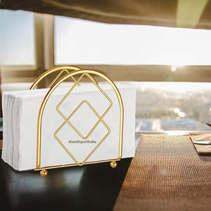 Vente en gros de porte-serviettes en métal de haute qualité, porte-mouchoirs décoratifs de luxe pour mariage, vaisselle, plaqué or - Product Image 2