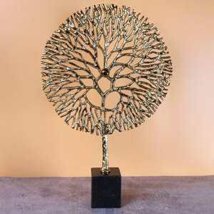 Venta caliente Escultura Aluminio Forma de hoja Diseño Trofeo Base de madera Artículos decorativos para el hogar Artículo Fabricante mayorista Exportador - Product Image 2