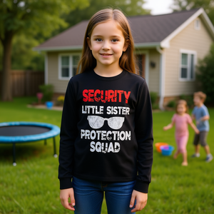 T-shirt à manches longues Vintage Little Sister Protection Squad, soutien de la fraternité pour les frères et les membres du groupe, Littlesister - Product Image 1
