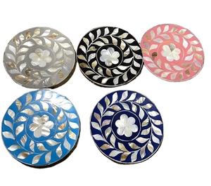 Hot <b>Sale</b> 14 Inch Classic Design Mother & Pearl Inlay & Resin Serving Tray Round Tray Food Serving Tray Wedding Gift Hot <b>Sale</b> - Product Image 4