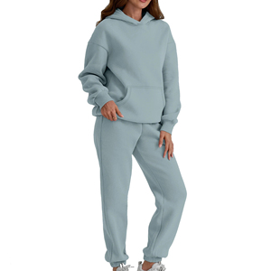 Streetwear Survêtement Plain Slim Fit 100% Coton Polaire Jogger Ensemble Impression Personnalisée Pull Sports Surdimensionné Survêtements Pour Femmes - Product Image 3