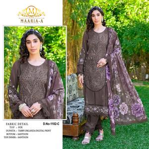 Costume de créateur pakistanais en georgette de renard lourd avec broderie élégante, parfait pour les mariages, collection de vêtements de fête - Product Image 2