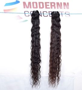 Extensions de cheveux humains de temple indien vierge noire naturelle crue paquets bouclés alignés par vague lâche non traitée - Product Image 2