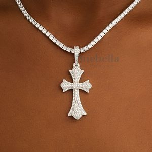 Colgante de Cruz de cromo personalizado de alta calidad elegante nuevo Hip Hop diamante simulado 925 Plata y 14K blanco Moissanite colgantes encantos - Product Image 1