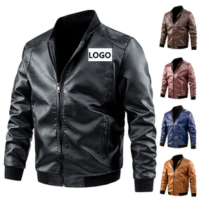 Blouson bombardier d'hiver pour hommes Veste en cuir brodée pour moto Style XS Taille fermeture à glissière Service OEM - Product Image 1