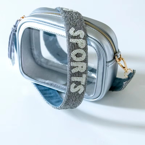 Correa de Bolso Bordada a Mano con Cuentas de Semillas de Lujo, Diseño a Cuadros, Cuentas de Vidrio Blancas y Negras, Herrajes de la India - Product Image 1