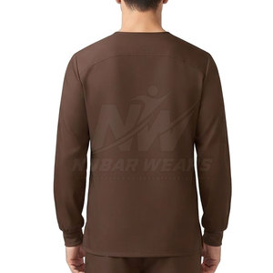 Versatile Long Sleeve <b>Scrub</b> <b>Tops</b> Men Healthcare Medical Uniform V Neck Workwear Stretch Fabric Durable Professional Clothing - Product Image 6