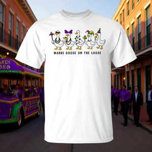 Maglietta Promozionale Mardi Gras Louisiana 2026: Mardi Goose on the Loose - Product Image 1