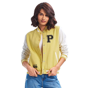 Veste universitaire en laine 100% personnalisable pour dames, fourniture en gros de broderie en coton teint avec un patch en chenille - Product Image 1